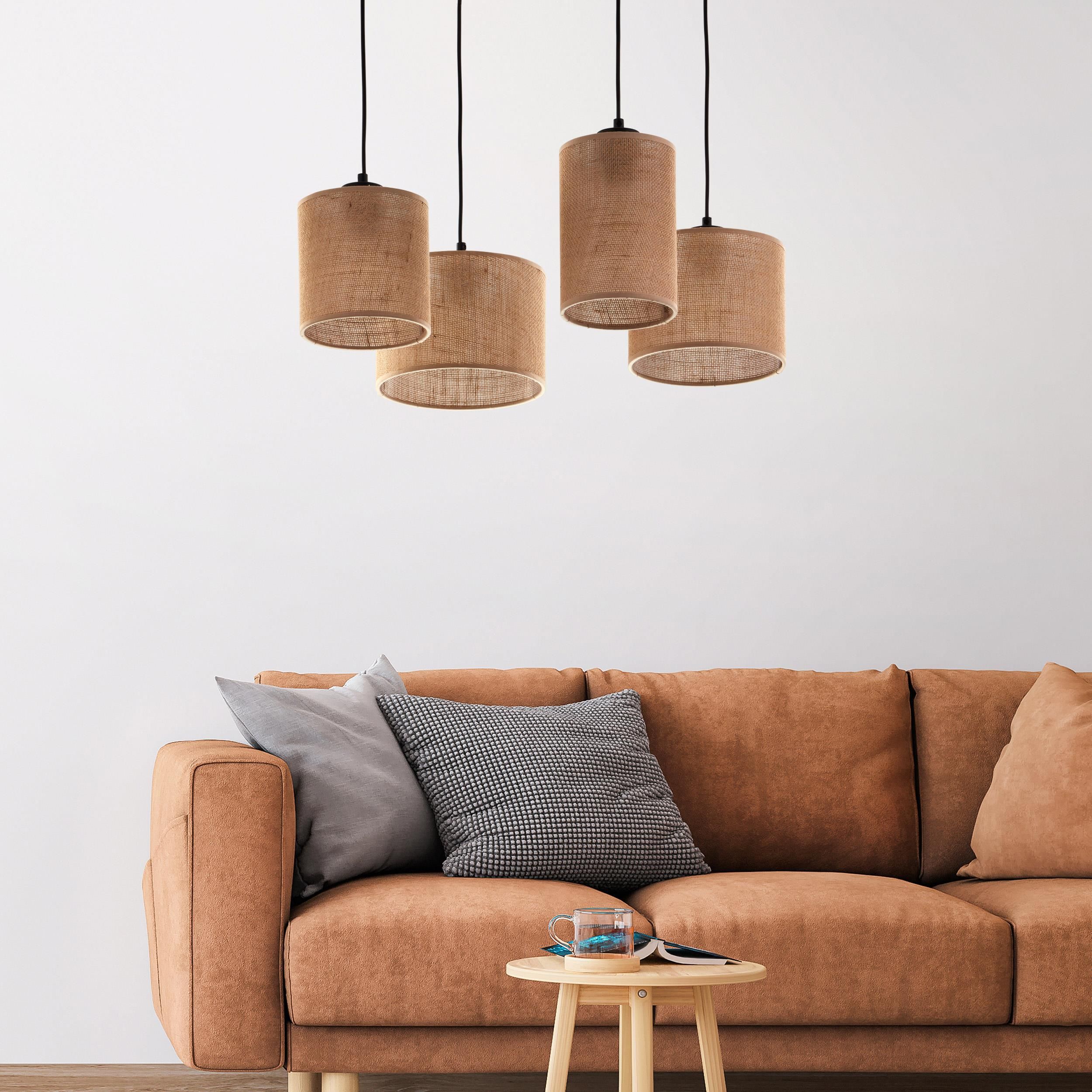 TK Lighting Juta lampa wisząca 4x15W brązowa 6585