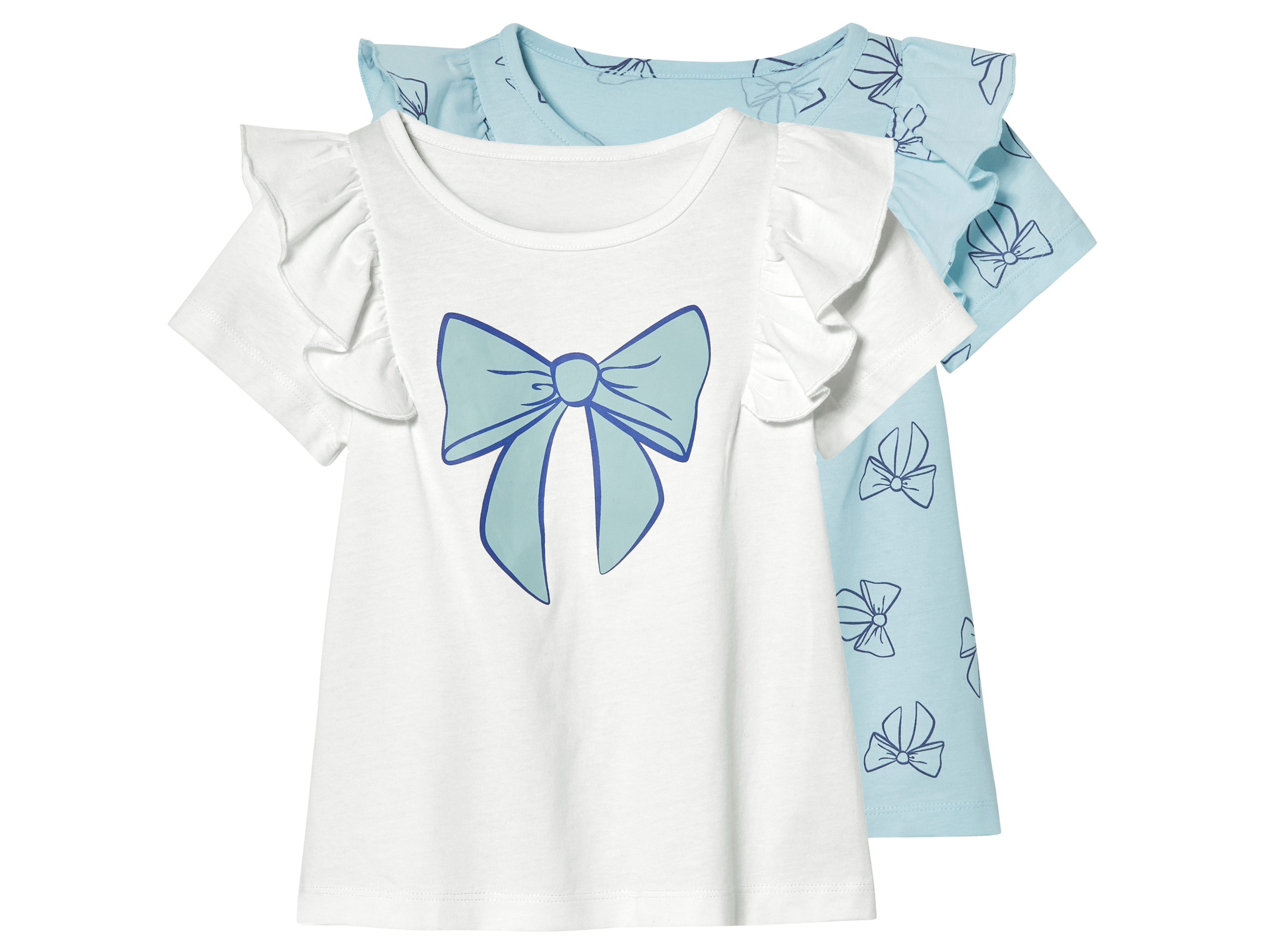 lupilu T-shirty dziecięce z bawełny, 2 sztuki Biały/ niebieski, 110/116