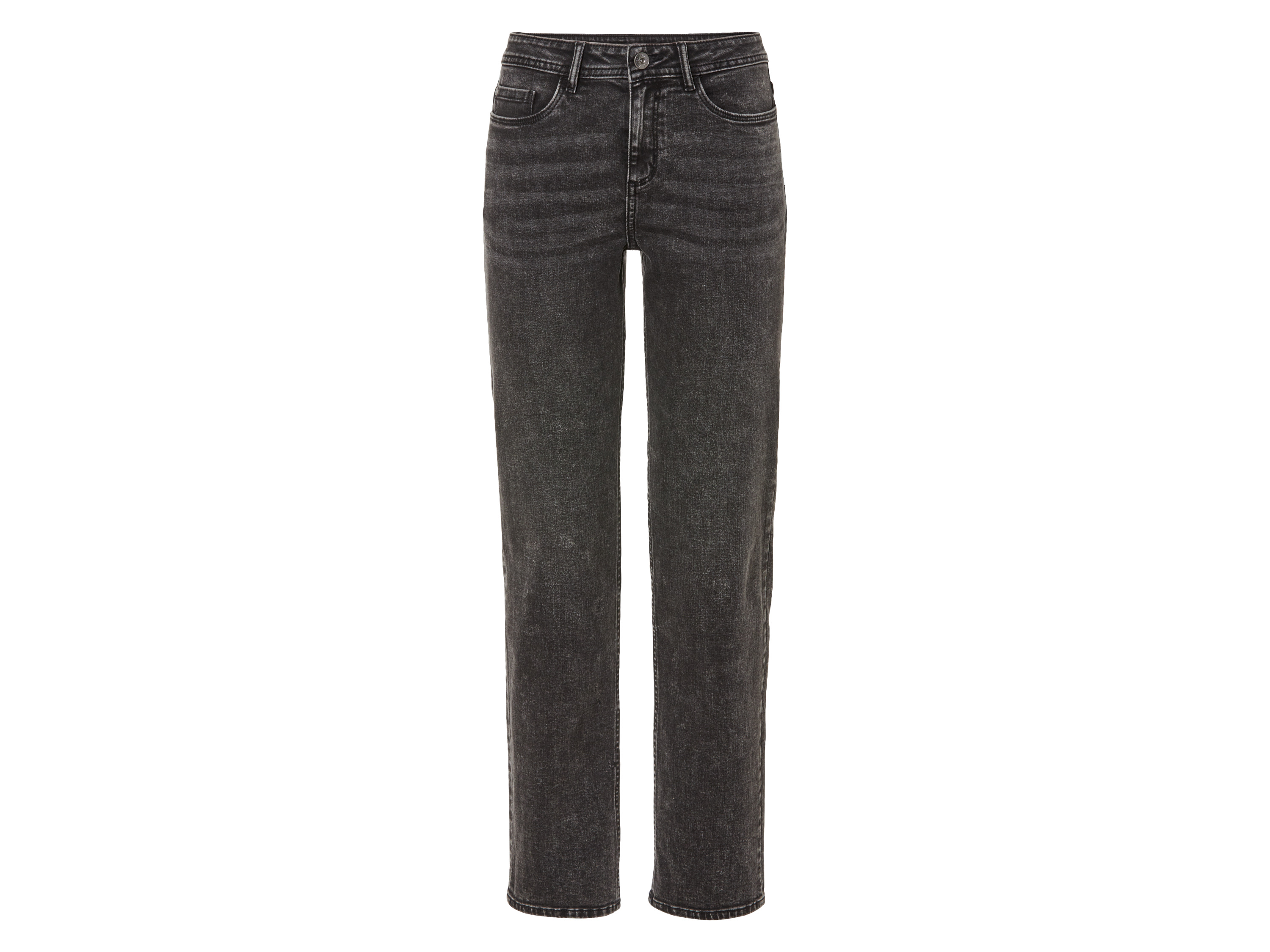 esmara Jeansy damskie z bawełną, straight fit Szary, 40