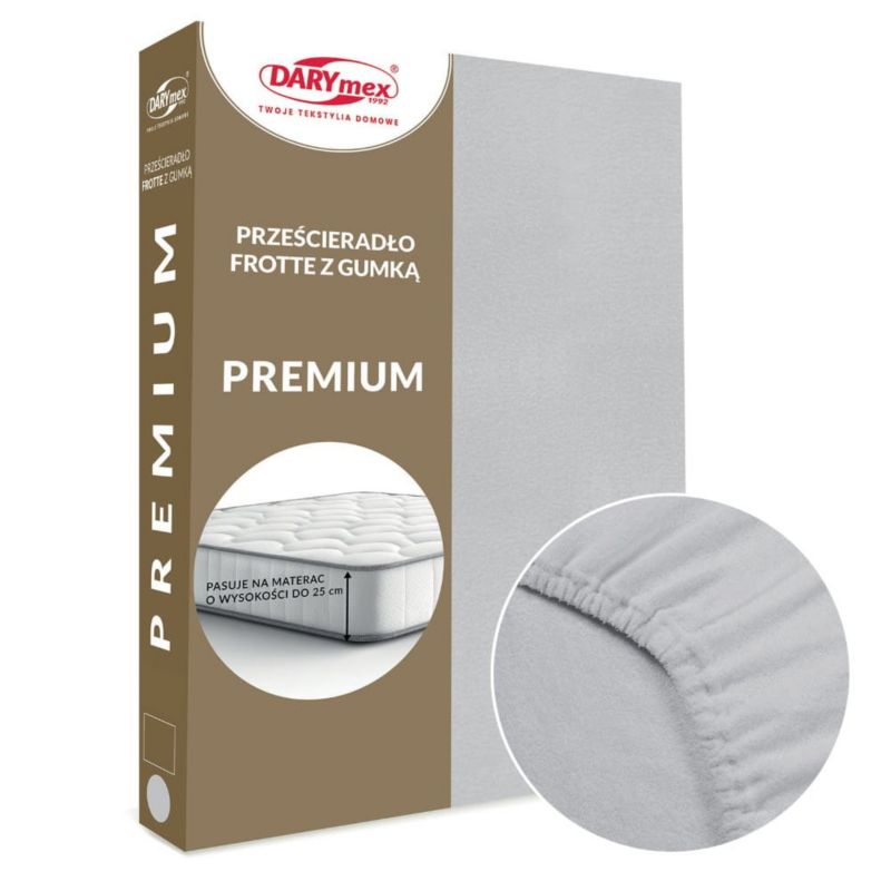 Prześcieradło frotte z gumką Darymex 160x200 kolor popiel PREMIUM 1 szt.
