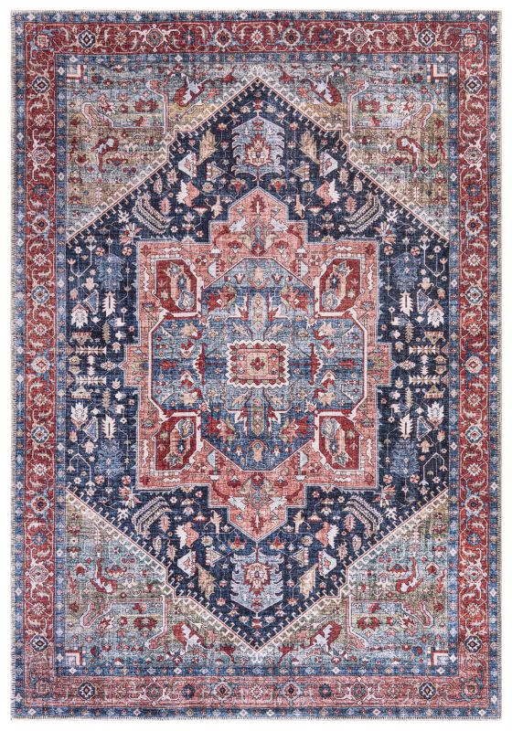 Dywan wewnętrzny Marsala 10043 prostokąt Mazovia 80x 150 cm czerwony,niebieski motyw ramka krótki włos 1 szt.