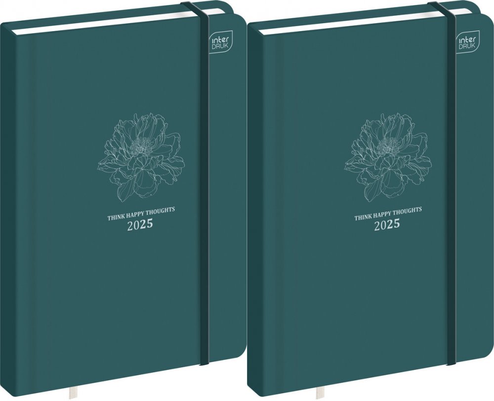 2x Kalendarz książkowy 2025, Interdruk, Mat+UV Green, B6, tygodniowy, 192 strony