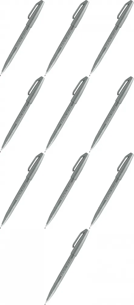 10x Pisak pędzelkowy do kaligrafii Pentel Brush Sign Pen SES15C, 2.07mm, szary