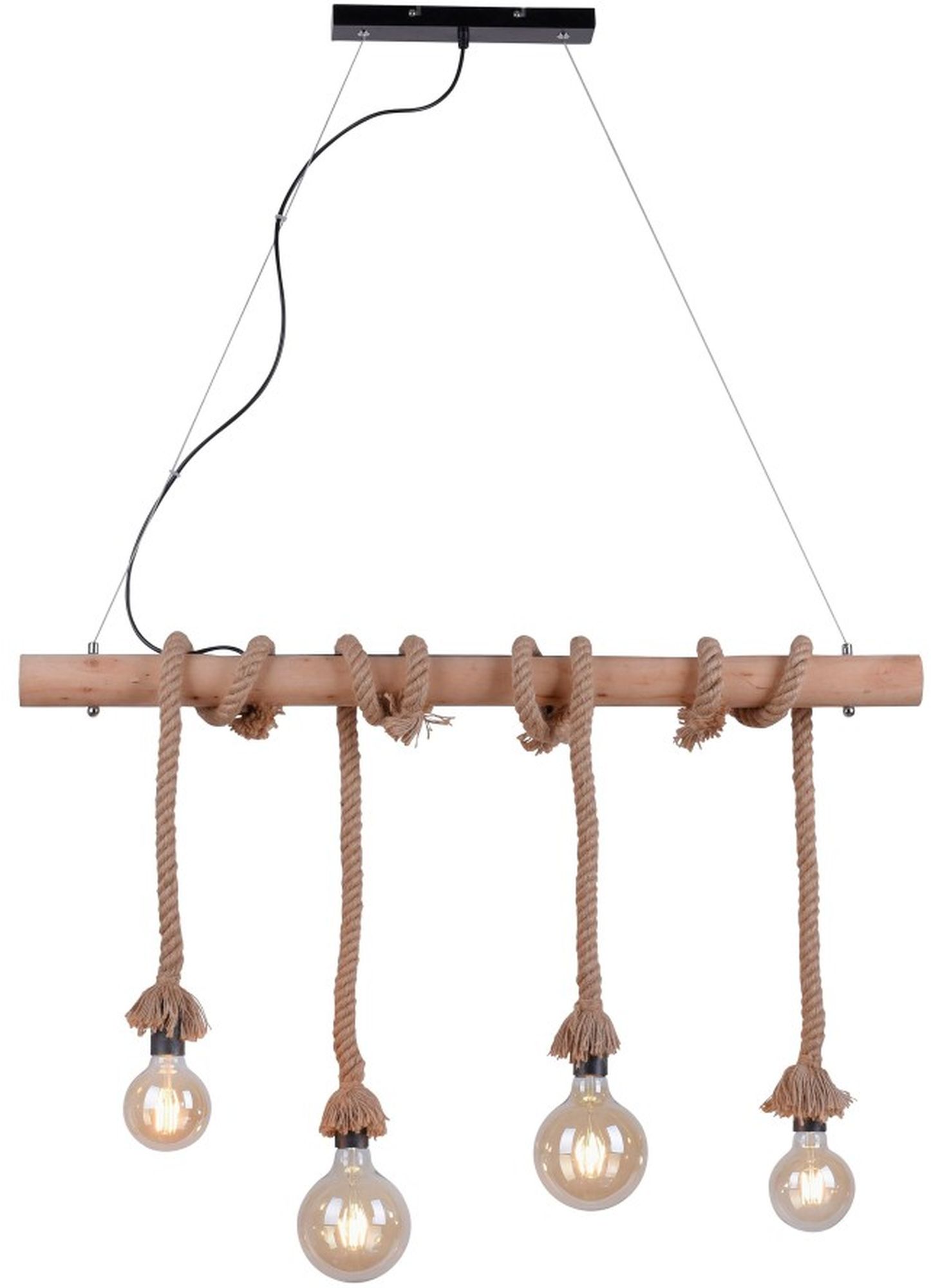 Just Light Rope lampa wisząca 4x15W czarny/brązowy/drewno 15483-18