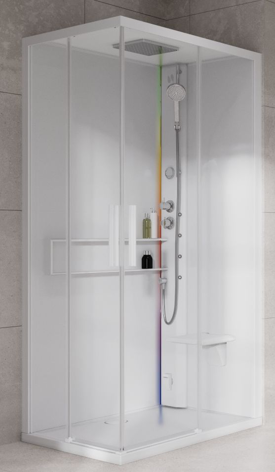 Novellini Glax 2 2.0 A kabina z hydromasażem 100x70 cm prawa parowa z brodzikiem total biała G22A197DT5-1UU