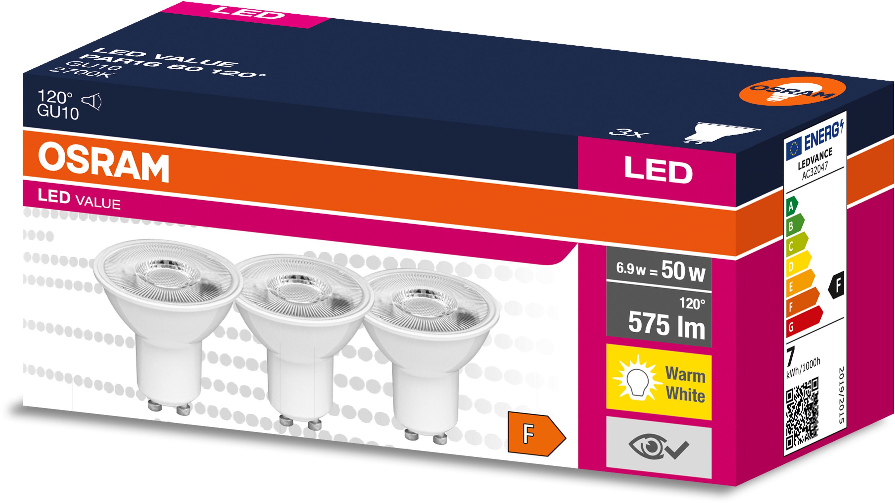Osram Value żarówki LED Multipack 3x6,9 W 2700 K GU10