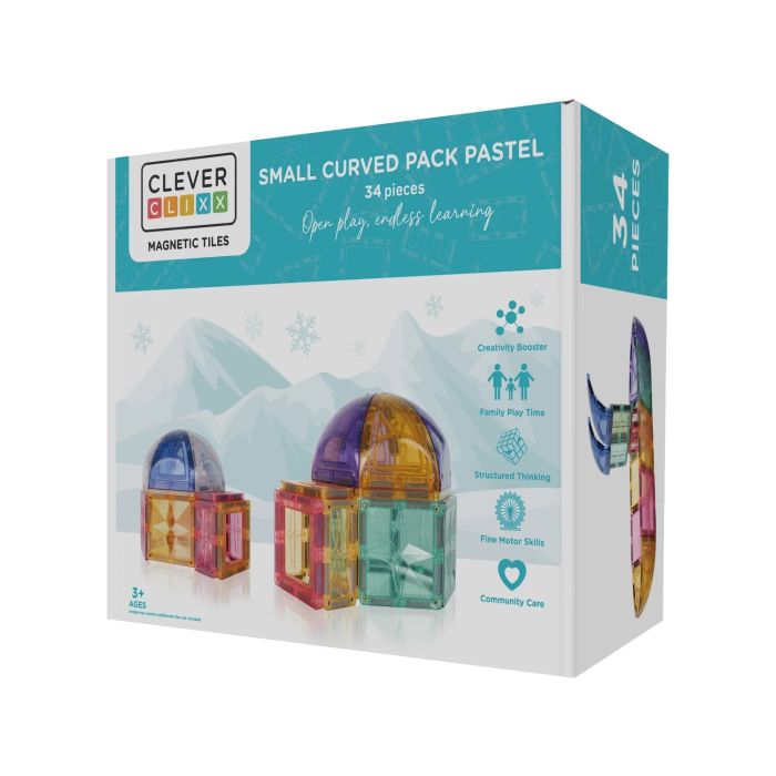Cleverclixx Klocki magnetyczne Small Curved Pack Pastel - 34 el.