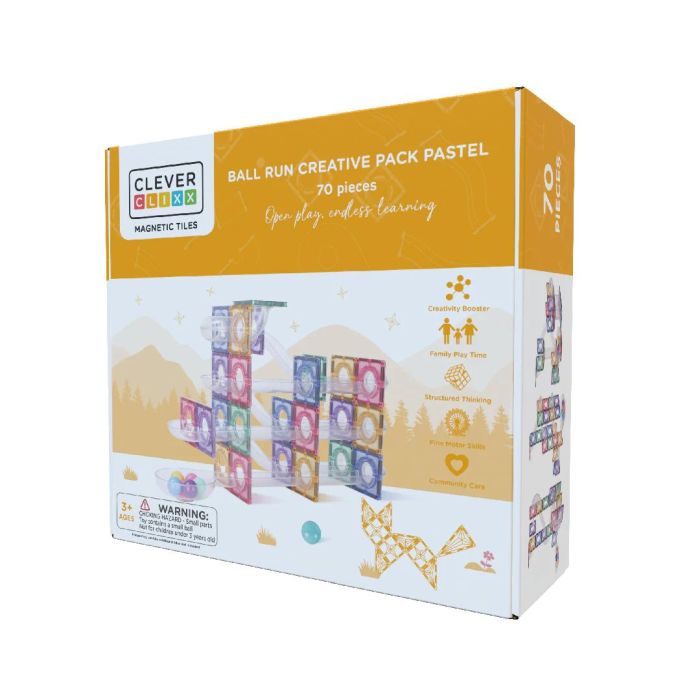 Cleverclixx Klocki magnetyczne Ball Run Creative Pack Pastel - 70 el.