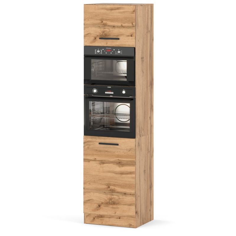 Szafka Kuchenna Hurtownia-Mebli Stojąca Do zabudowy piekarnika Blanka Słupek S60 60cm Dąb Wotan Dąb Wotan 60x58.5x217 cm 1szt.