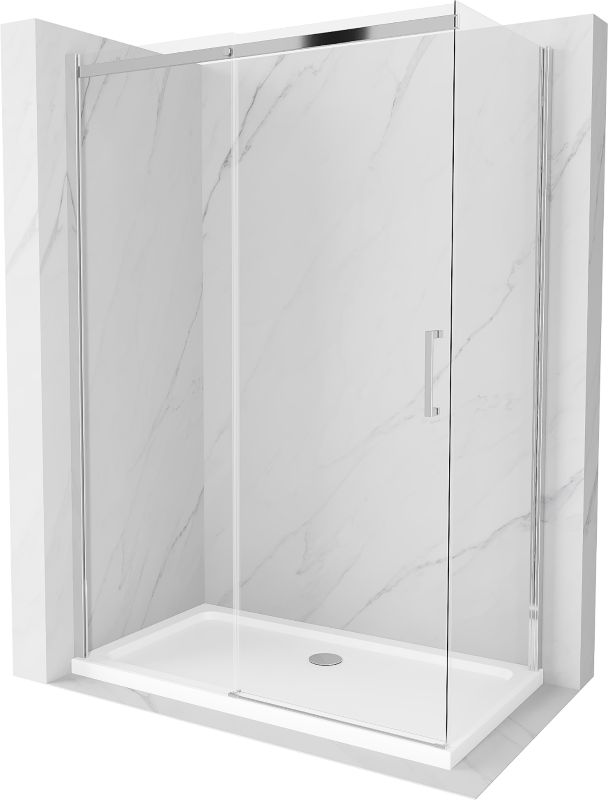 Kabina prysznicowa Mexen Omega rozsuwana 140 x 80 cm transparent chrom + brodzik Flat