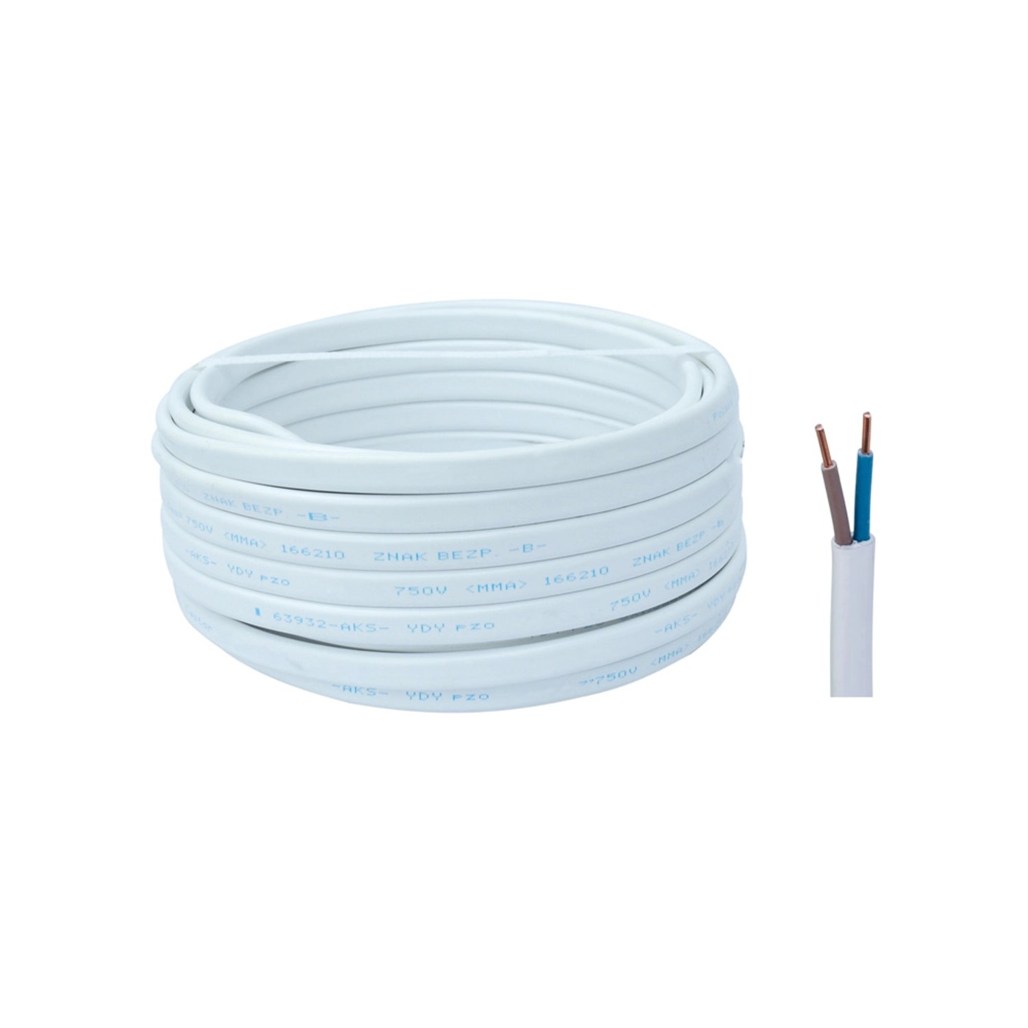 Przewód YDYp2x1 biały 450/750V 10 m