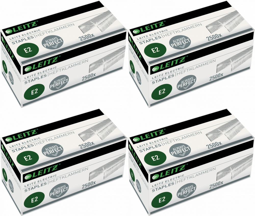 4x Zszywki Leitz Electric, typ E2, 2500 szt, srebrny