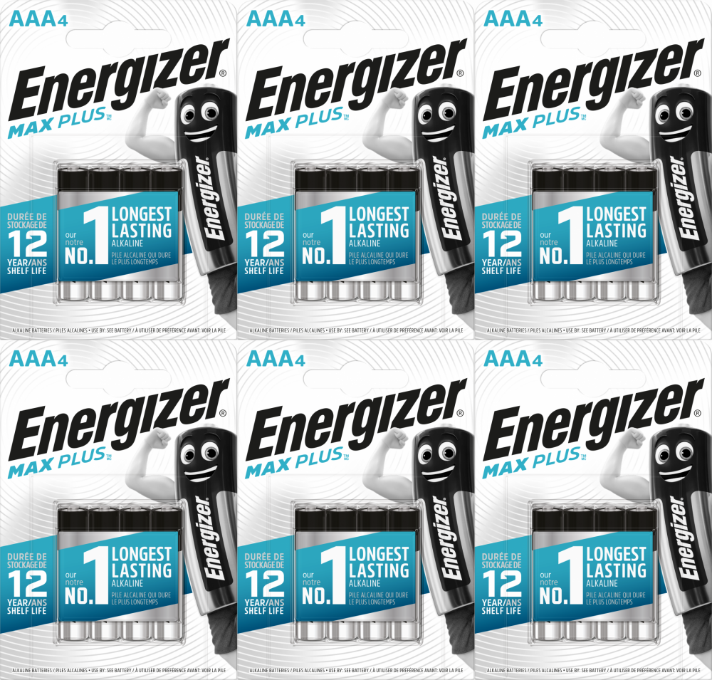 6x Bateria alkaliczna Energizer Max Plus, AAA, LR03, 1.5V, 4 sztuki