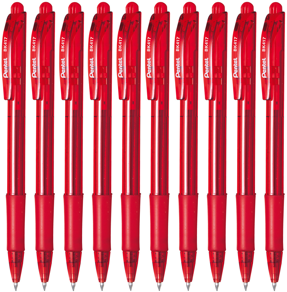 10x długopis automatyczny Pentel, Wow BK417, 0.7mm, czerwony