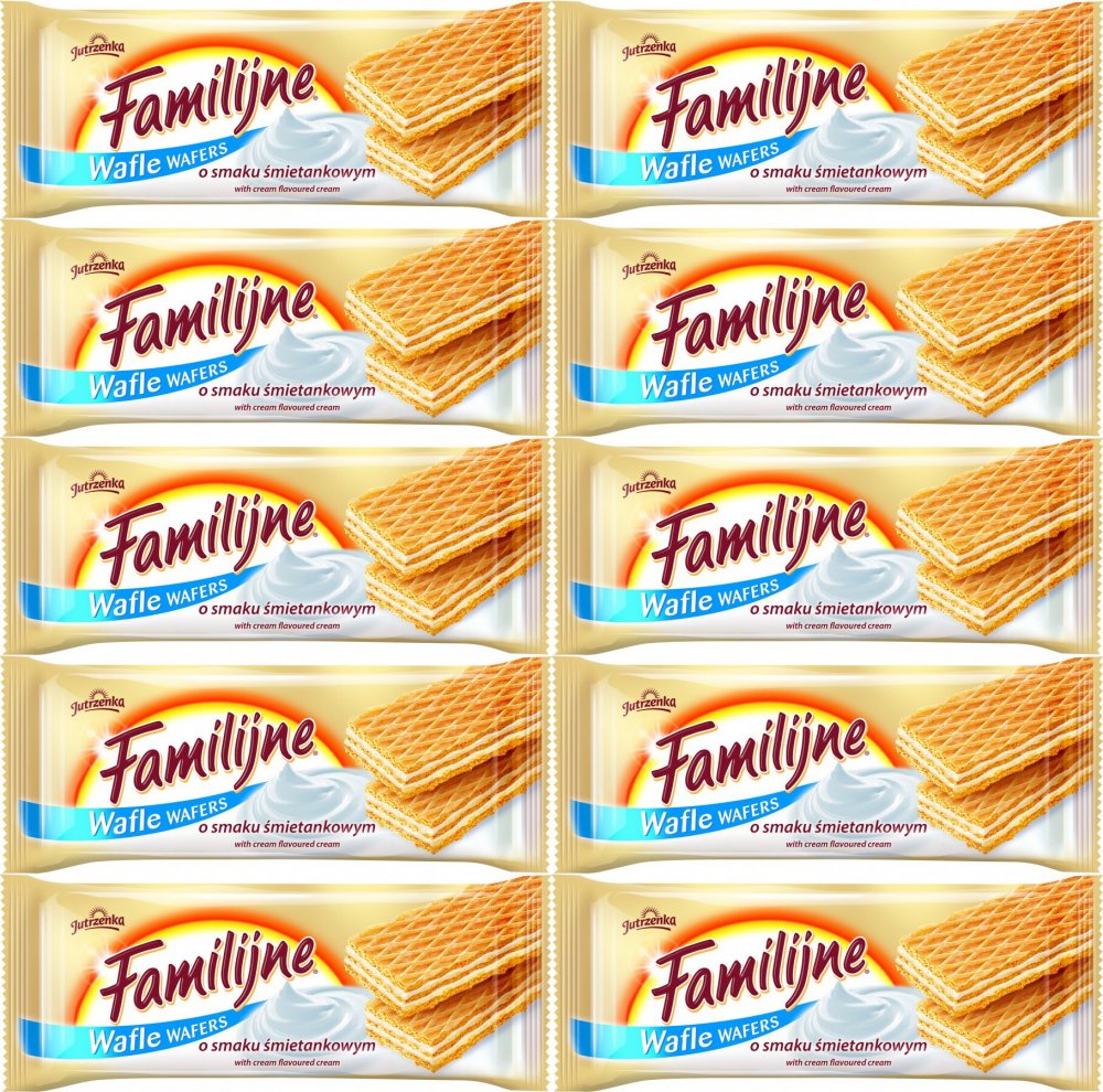 10x Wafle Familijne, śmietankowy, 180g