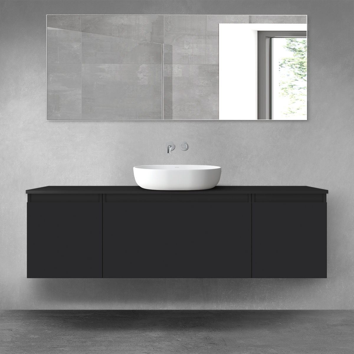 Oltens Vernal zestaw mebli łazienkowych 160 cm z blatem czarny mat 68470300 - Wysyłka w 24h