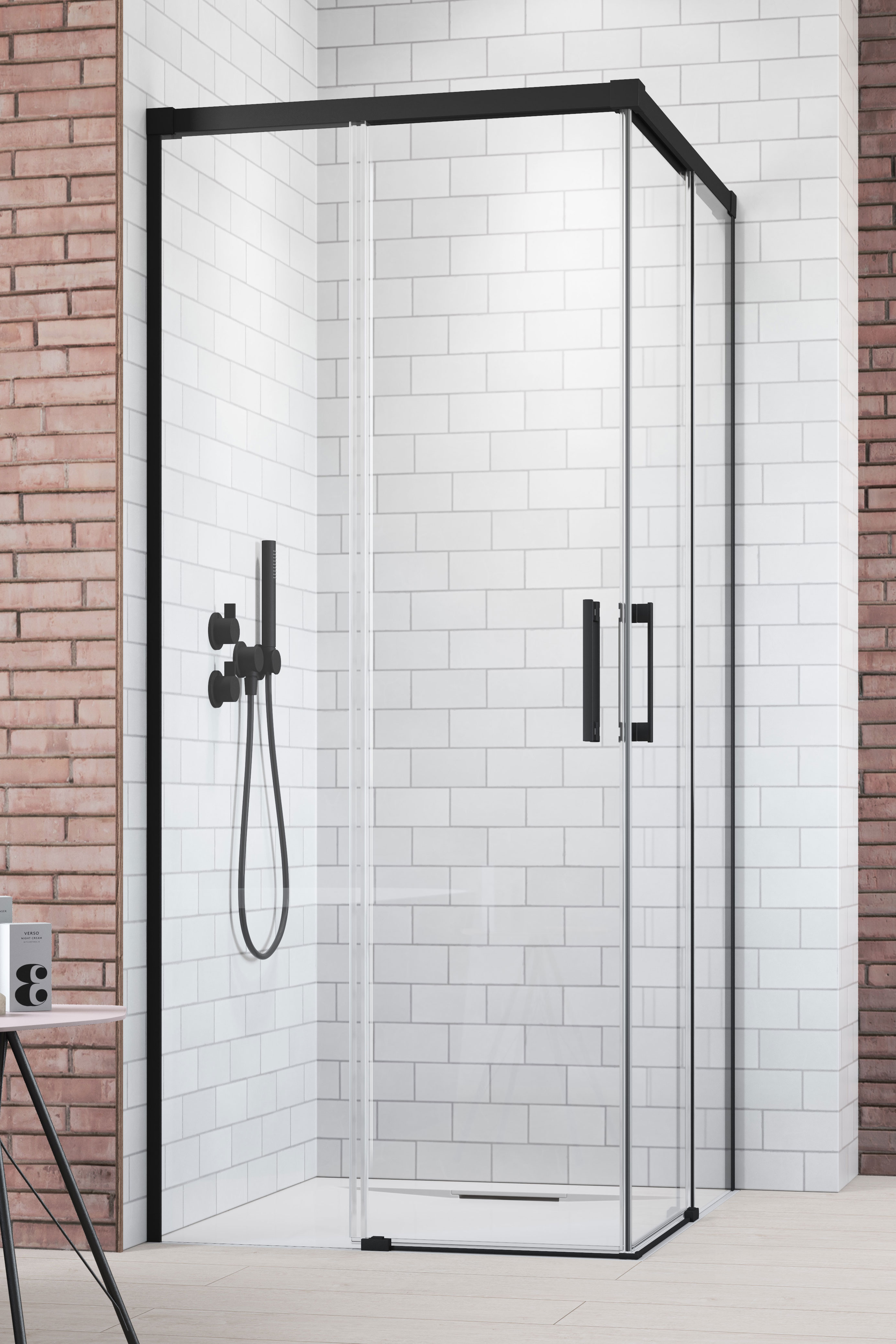 Radaway Idea Black KDD drzwi prysznicowe 70 cm lewe czarny mat/szkło przezroczyste 387065-54-01L