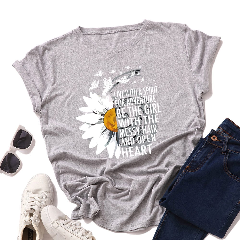 T-shirt Damski Flower R042 S-5XL