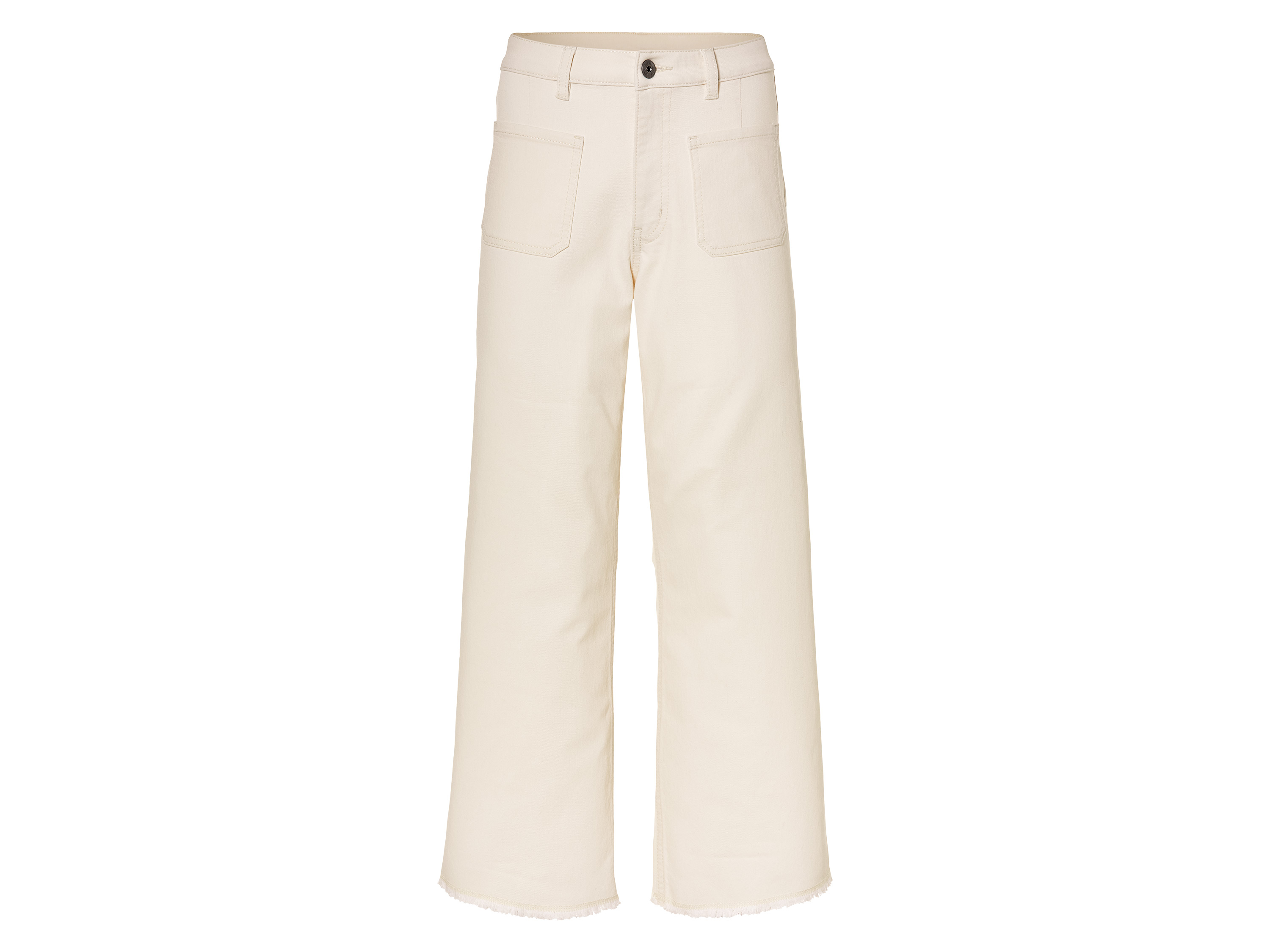 esmara Jeansy damskie z bawełną, wide leg, długość 7/8 Biały, 40