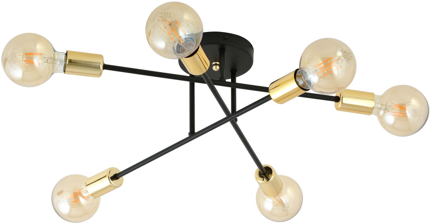 Darmowa Dostawa - Lampa podsufitowa 6x15 W czarna-złota Emibig Veken 6B Gold 11756B