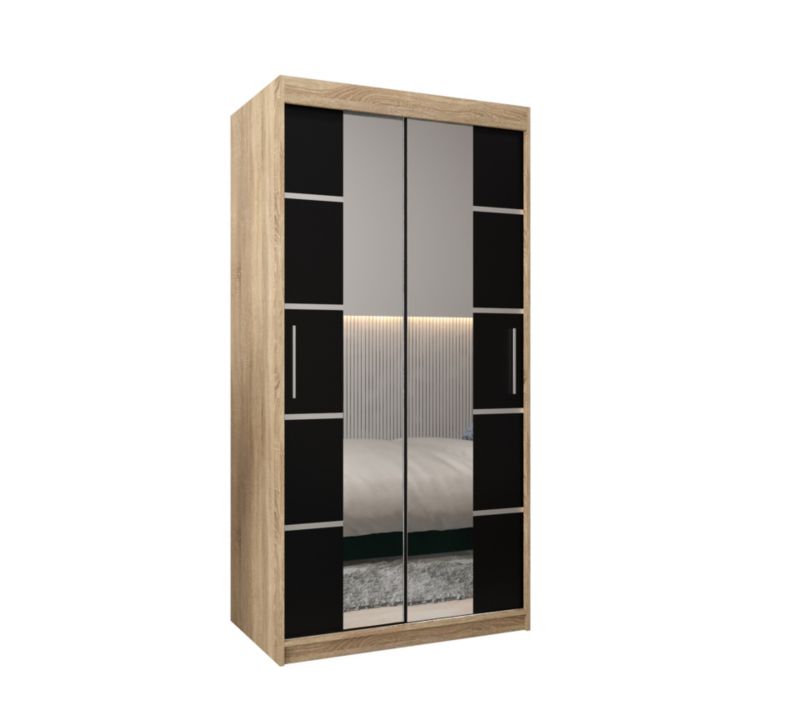 Szafa przesuwna Garderoba Abiks Verona 4 100 sonoma + czarny 1 szt.