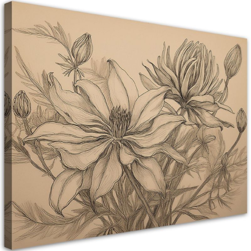 Obraz do salonu Feeby Kwiaty Rośliny Retro 90x60 cm 1szt