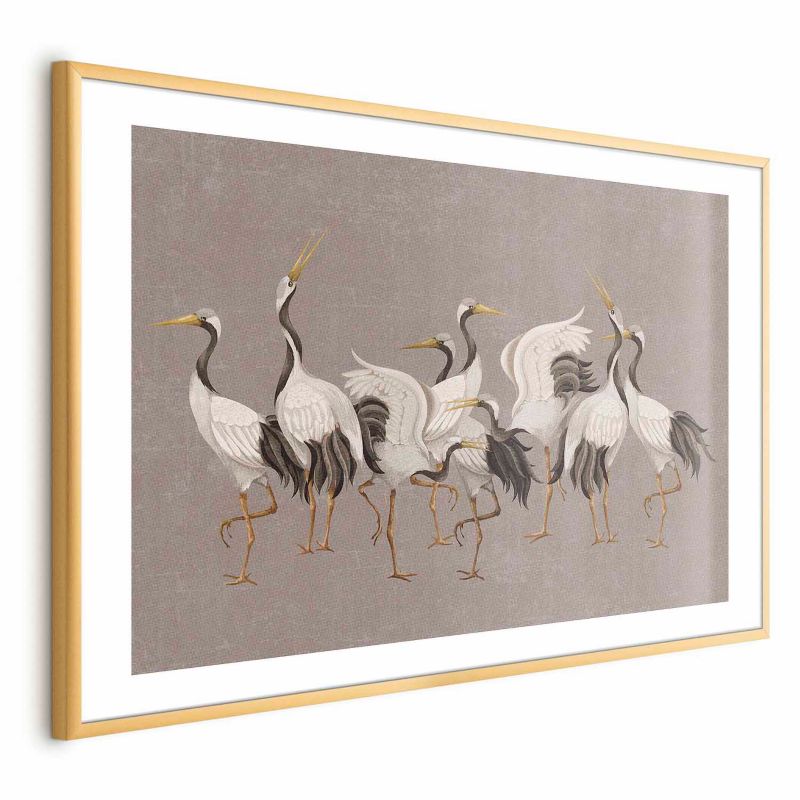 Plakat Artgeist Taniec żurawi 30x21 cm z ramą złotą 1 szt