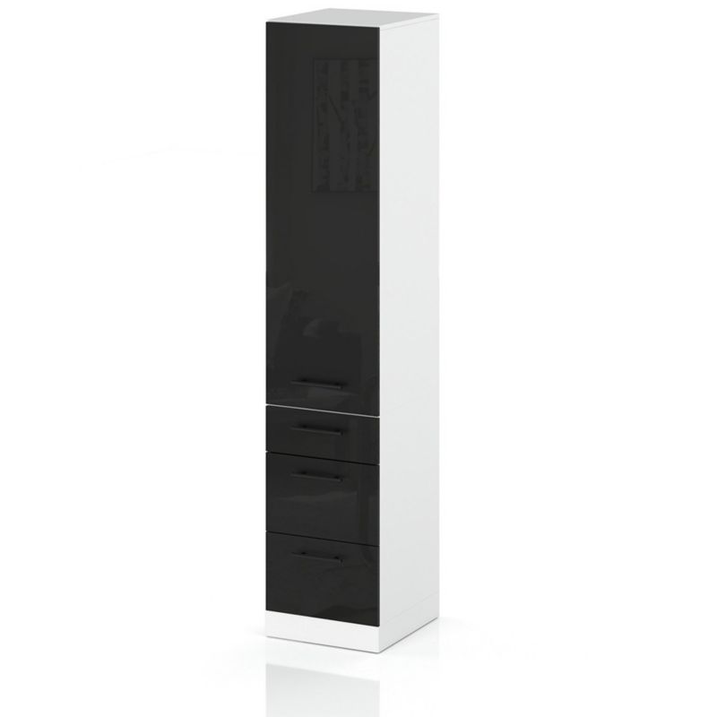 Szafka Kuchenna Hurtownia-Mebli Stojąca Słupek S40S3 sPremium 40cm Biały Mat Czarny Połysk 40x58x211 cm 1szt.