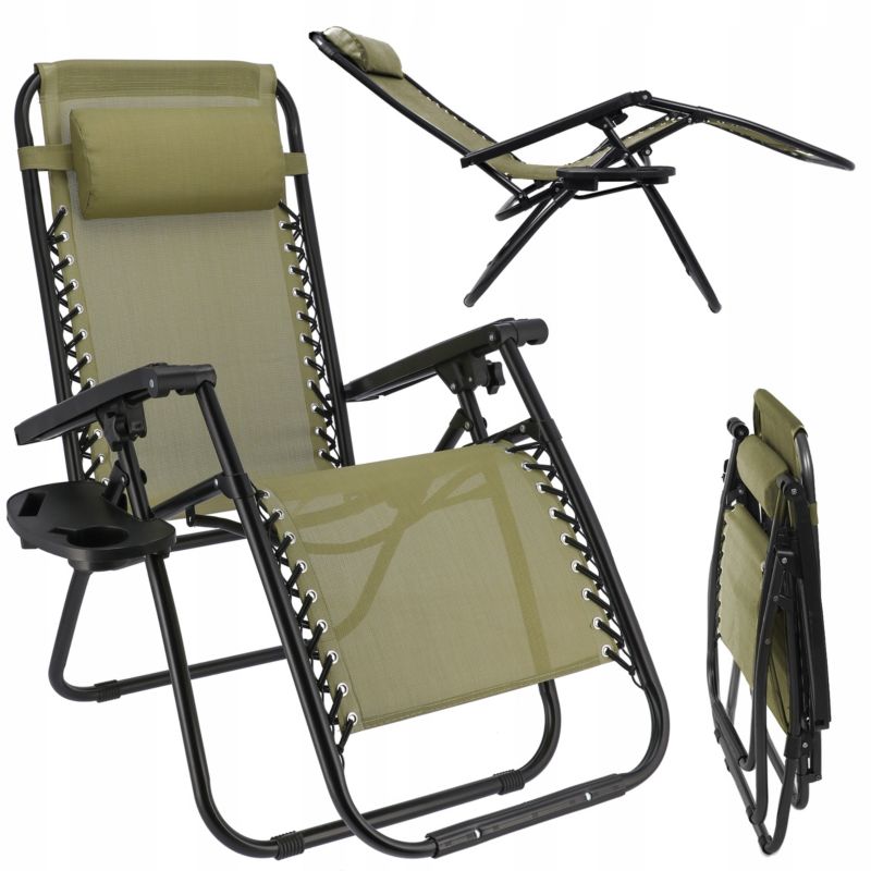 Leżak ogrodowy JUMI zero gravity 188 cm składany oliwkowy 1 sztuka