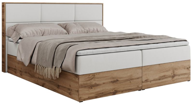 Łóżko kontynentalne MKS Meble ALBERO 2 160x200 H4 Biały ecoskóra 1szt.