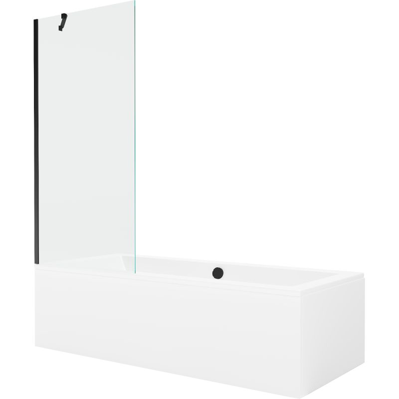 Wanna prostokątna Mexen Cube 170 x 80 cm z obudową i parawanem 1-skrzydłowym 80 cm transparent czarny 550517080X9508000070 1 szt.