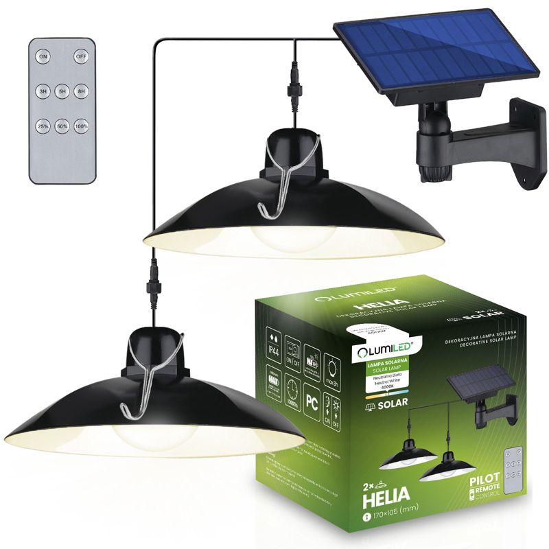 Lampa Solarna Lumiled LED Żyrandol Wisząca Ogrodowa Sufitowa z Pilotem Panel 1 szt.