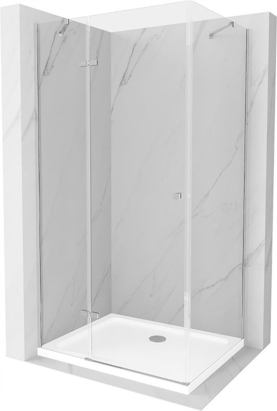 Kabina prysznicowa Mexen Roma uchylna 100 x 90 cm transparent chrom + brodzik Flat
