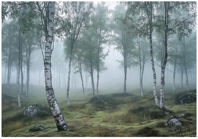 Fototapeta 3D Las Brzozowy Drzewa Natura Do Salonu Sypialni WALLARENA 300x210 cm Tapeta Na Flizelinie 1 szt.