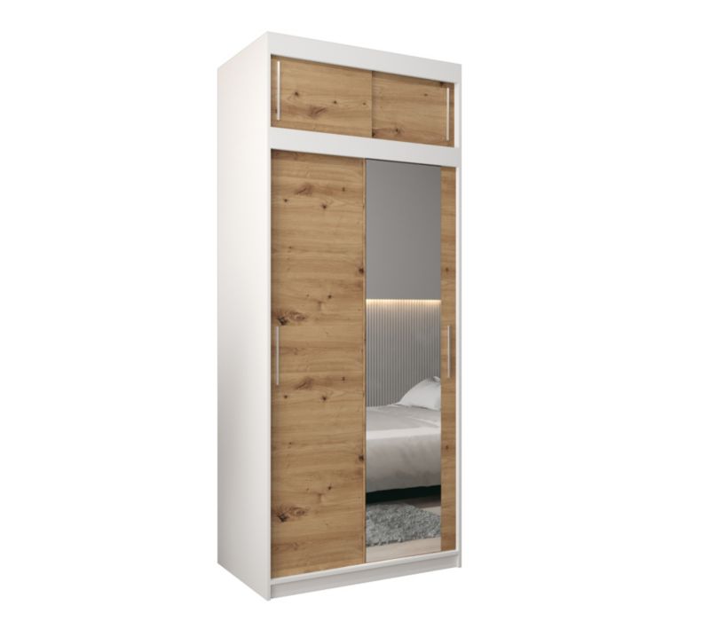 Szafa przesuwna Garderoba Abiks Tokyo 2 100 biały + artisan z nadstawką 1 szt.
