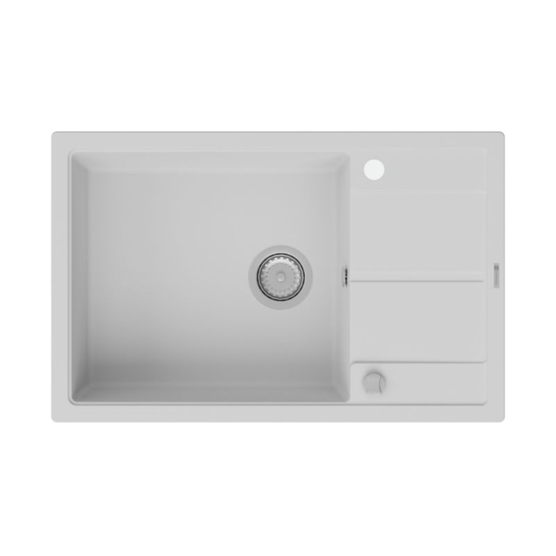 Zlewozmywak GranMaster Horizon 780x500x20,3 mm 1 komorowy z ociekaczem oraz syfonem, biały 1szt.
