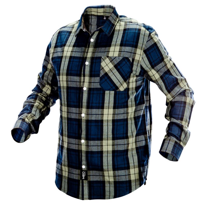 Koszula flanelowa NEO TOOLS granatowo-oliwkowo-czarna, rozmiar M 1 szt