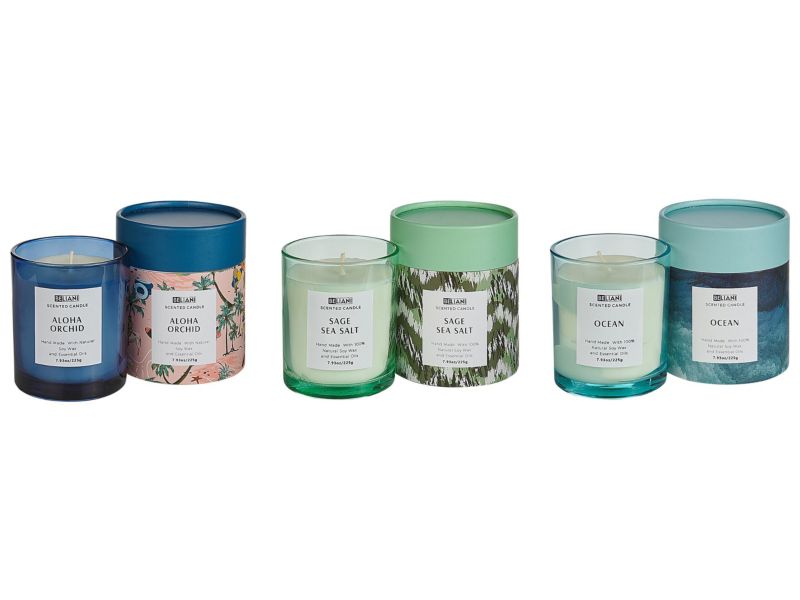 Zestaw 3 świeczek zapachowych Colorful barrel Wosk sojowy Świeże nuty Nuty kwiatowe 1 kpl