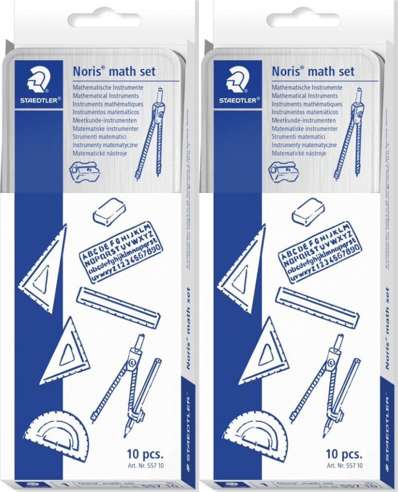 2x Zestaw geometryczny Staedtler S-557-10, w metalowym etui, 10 elementów