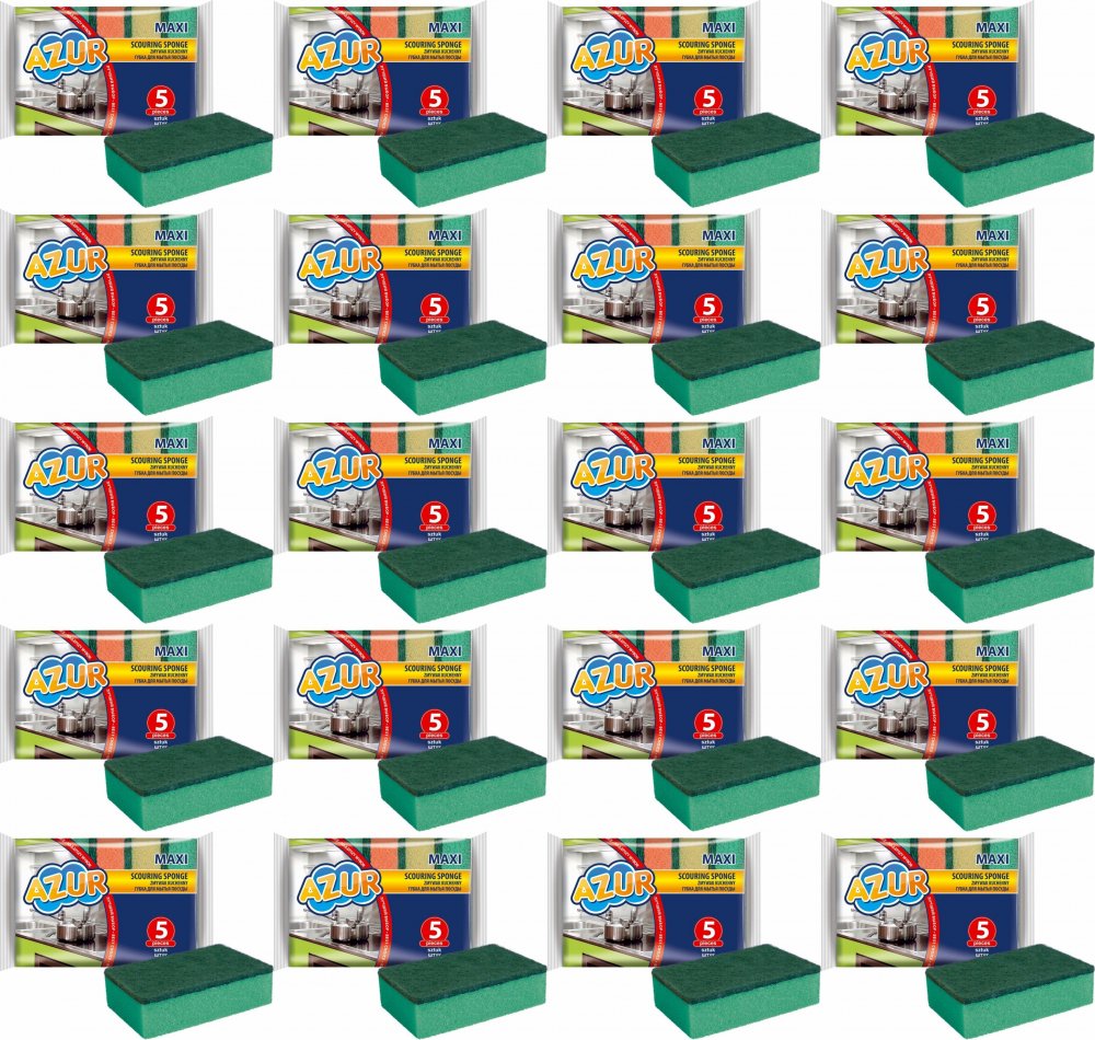 20x Zmywak kuchenny Azur Maxi, 5 sztuk, mix kolorów