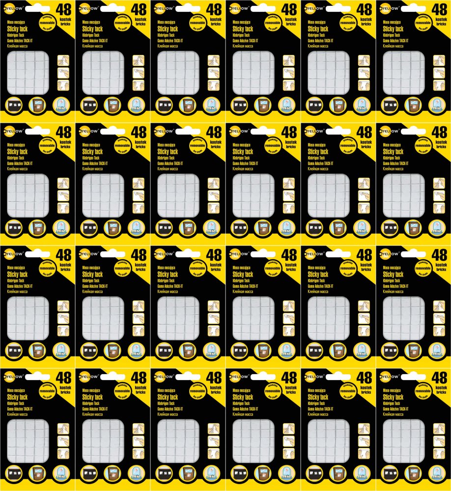 24x Masa mocująca Yellow One, 48 kostek, 50g, biały
