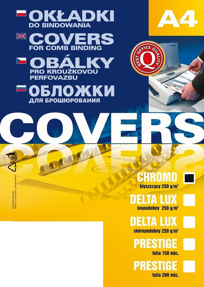 Okładki do bindowania Argo Chromo, A4, 250g/m2, kartonowe, 100 sztuk biały