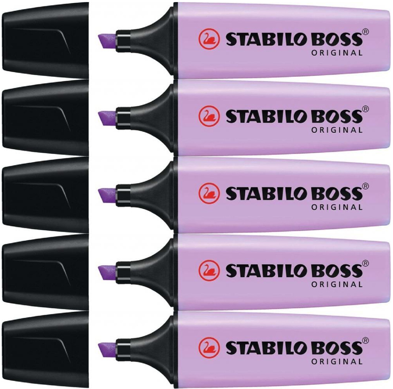 5x zakreślacz Stabilo Boss Original, ścięta, pastelowy fioletowy