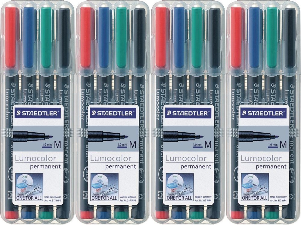 4x Foliopis Staedtler Lumocolor, 4 sztuki w etui, okrągła, 0.8-1mm (M), mix kolorów