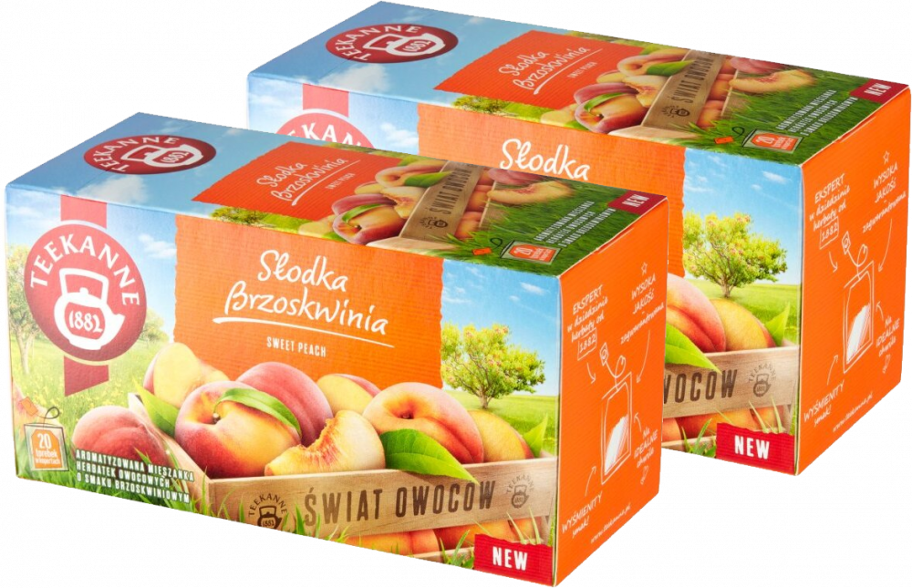 2x Herbata owocowa w kopertach Teekanne Świat Owoców, słodka brzoskwinia, 20 sztuk x 2.25g