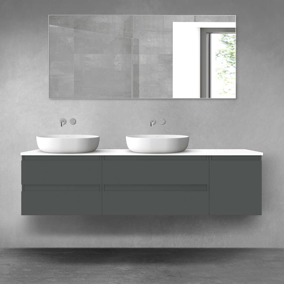 Oltens Vernal zestaw mebli łazienkowych 180 cm z blatem grafit mat/biały połysk 68531400 - Wysyłka w 24h