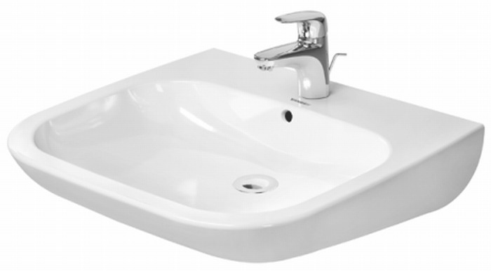 Duravit D-Code umywalka 60x55,5 cm prostokątna ścienna dla niepełnosprawnych biała 23126000002