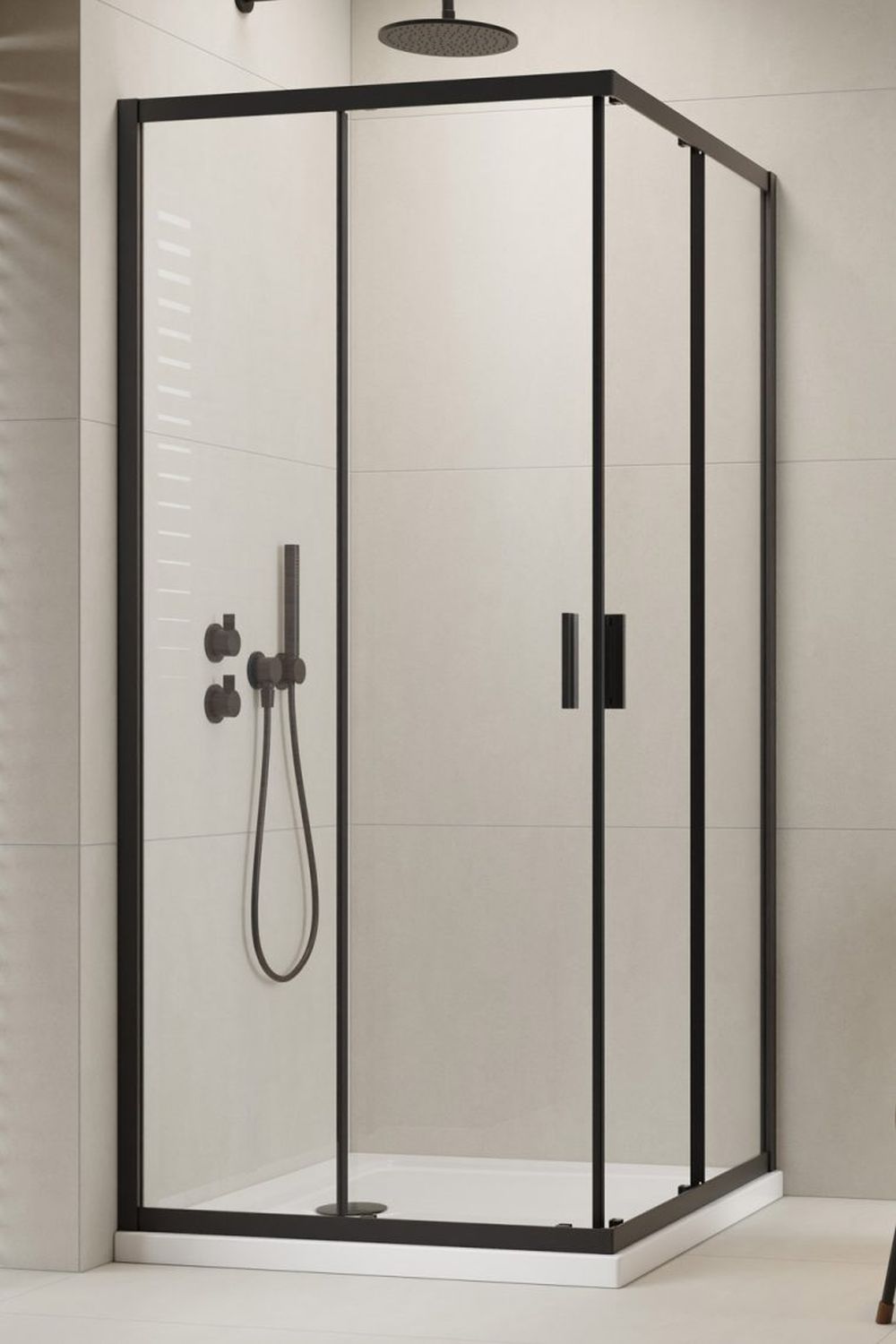 Radaway Alienta Black D kabina prysznicowa 90x80 cm prostokątna czarny mat/szkło przezroczyste 10258090-54-01 - Wysyłka w 24h
