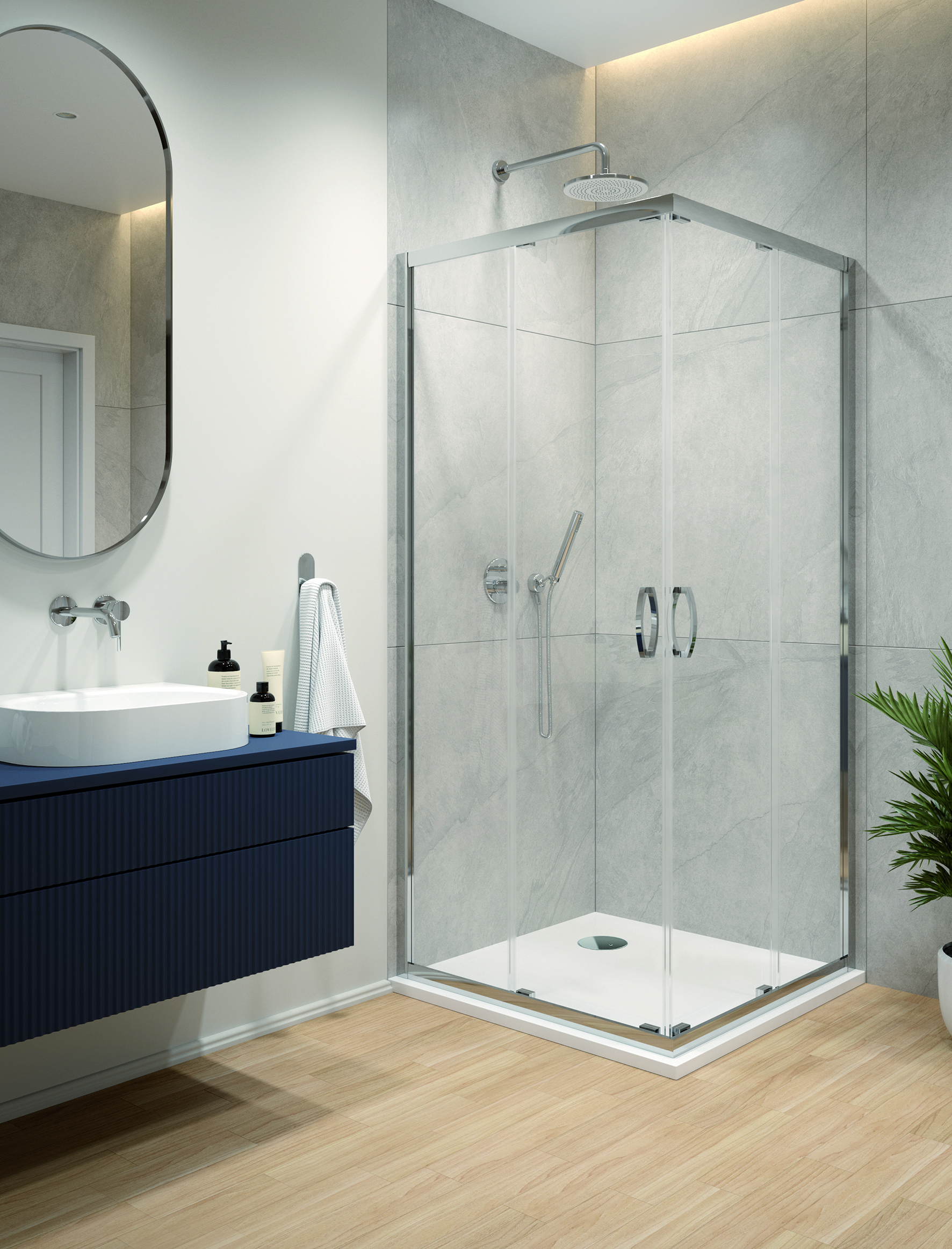 Sanplast Fris kabina z brodzikiem 90x90 cm kwadratowa srebrny połysk/szkło przezroczyste 602-330-2060-38-400