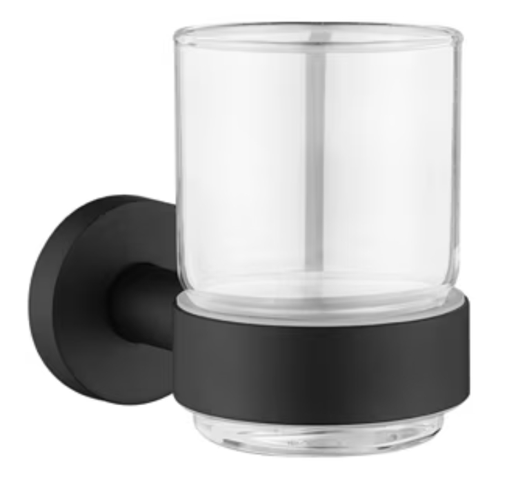 Kronenbach Lima 2.0 Black kubek na szczoteczki czarny mat-przezroczysty 29.200.055.0005